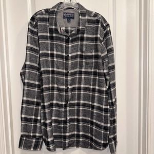 American Rag Shirt Mens XL Button Down Plaid Flannel Gray Pocket Cotton Collared